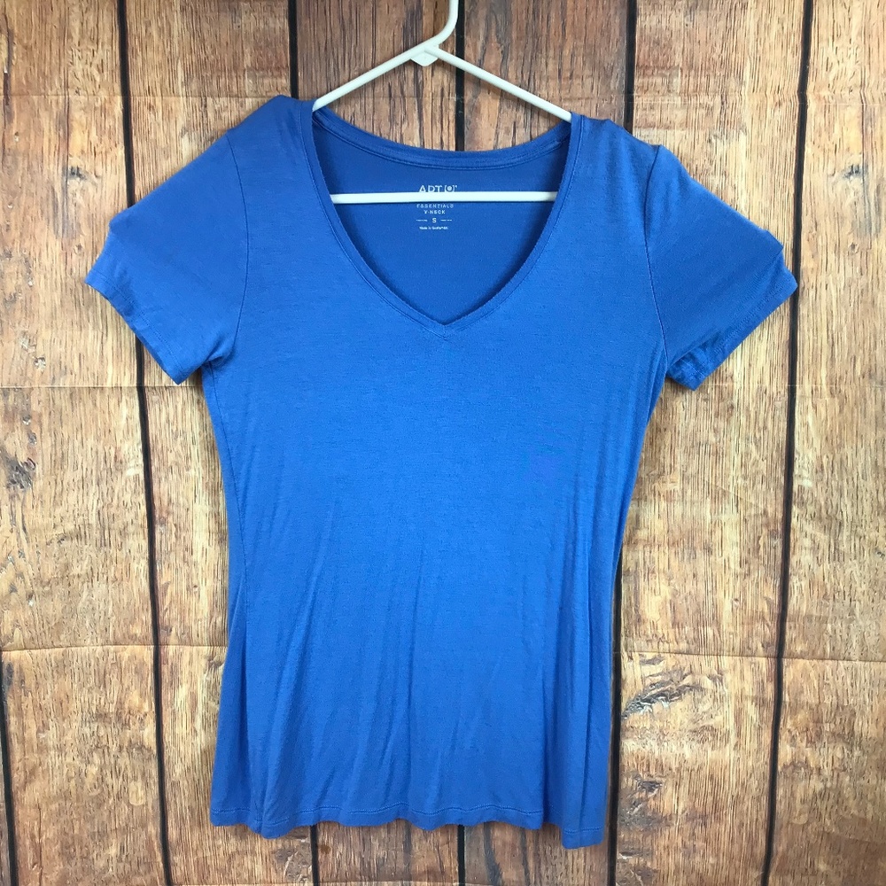 Apt 9 v-neck top shirt short sleeve small blue